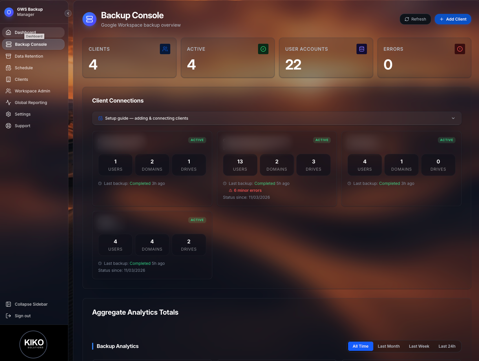 Backup Console screenshot