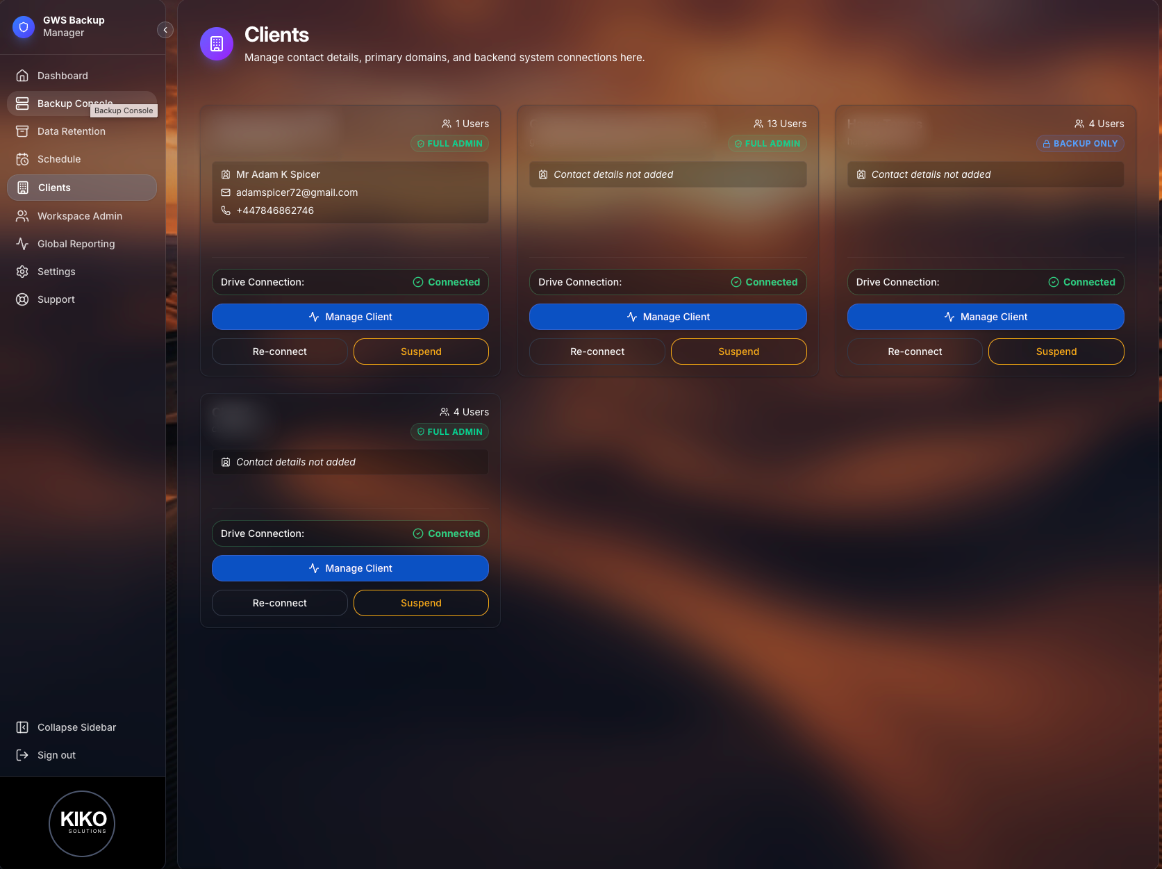 Client Management screenshot